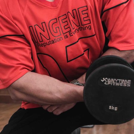 Brand Ambassador Bodybuilding Champion Amit Kumar Sharma in InGene Fitness Red Signature T-Shirt