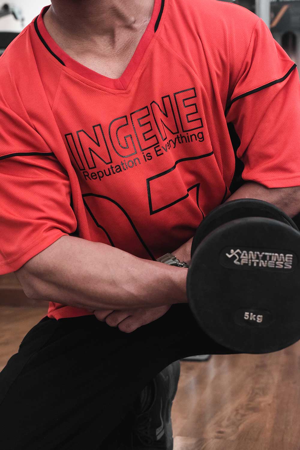 Brand Ambassador Bodybuilding Champion Amit Kumar Sharma in InGene Fitness Red Signature T-Shirt