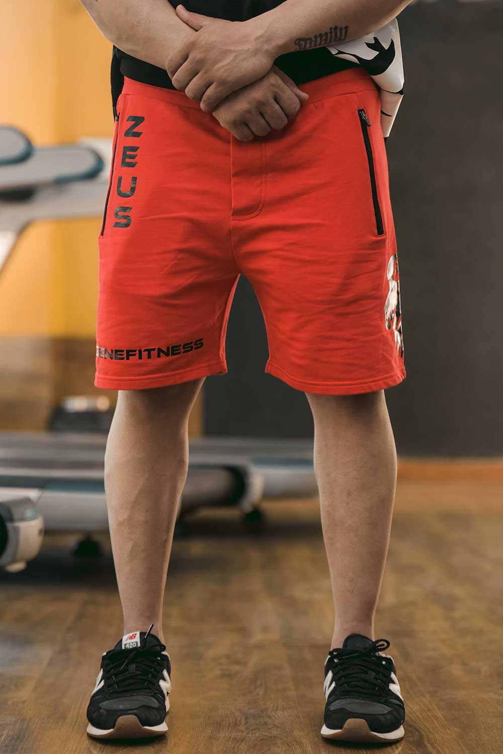 Brand Ambassador Bodybuilding Champion Nitin Sharma in InGene Fitness Black Signature Red Shorts