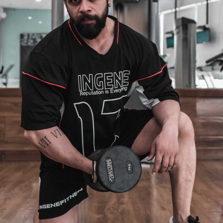 Brand Ambassador Bodybuilding Champion Nitin Sharma in InGene Fitness Black Signature T-Shirt